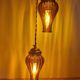 Duo of brown smoked glass portable lamps