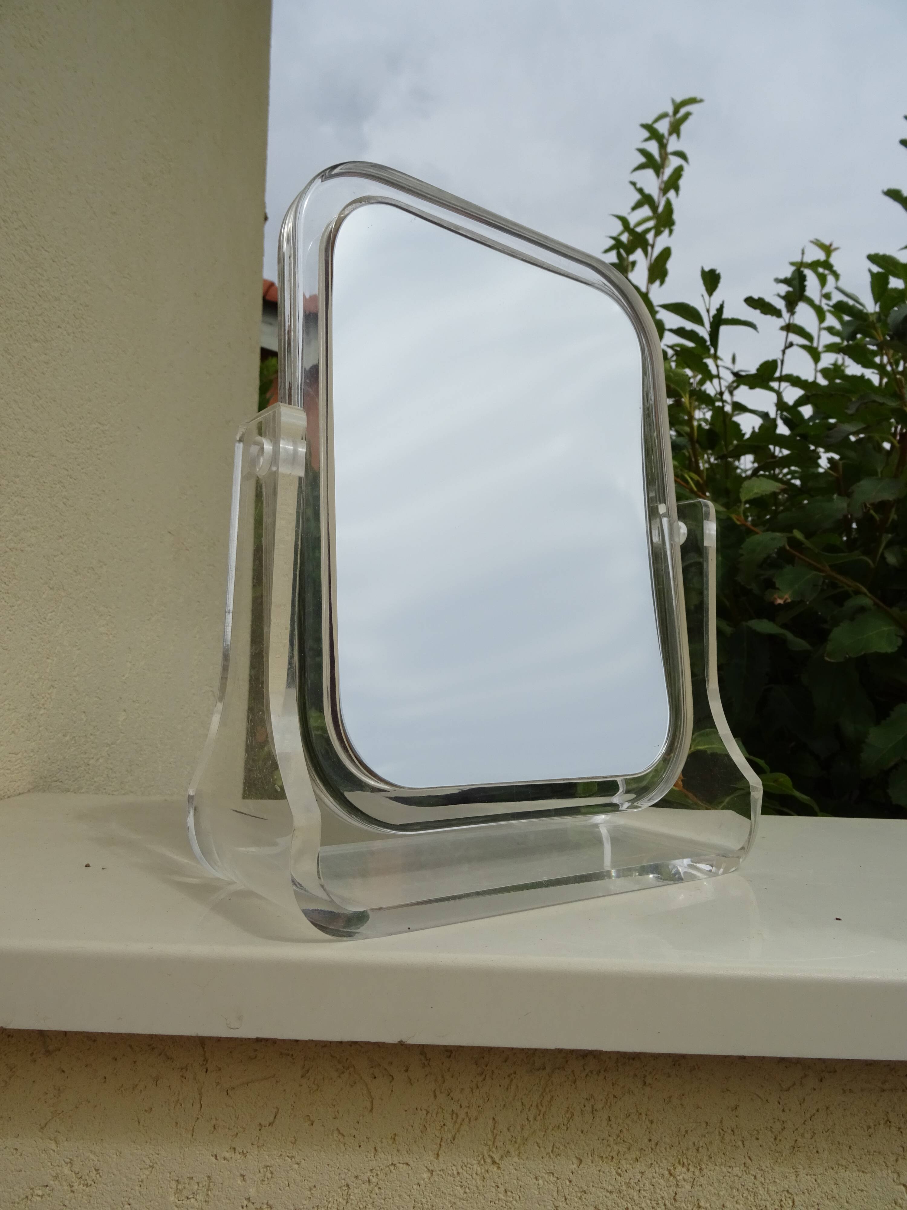 Vintage double-sided plexiglass mirror from the 60s/70s