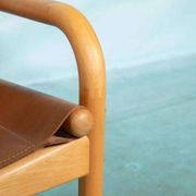 Danish safari chair in beech wood and leather from the 1970s.