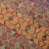 Purple & Orange & Red & Green Kilim Rug, Orientel Kilim Rug 176x390Cm