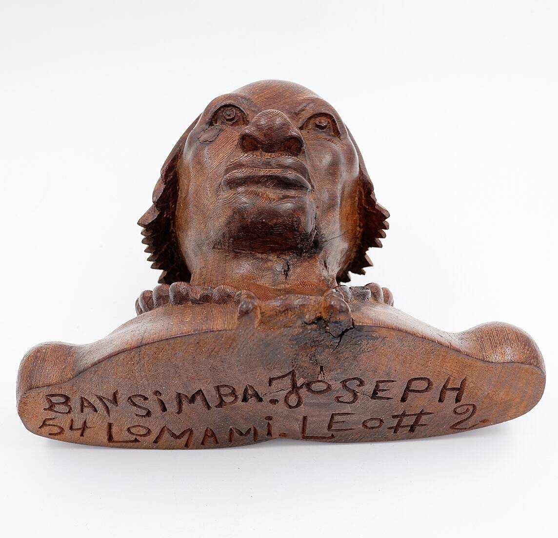 African bust of Joseph Bansimba carved in wenge - 20th century
