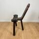 Pair of low tripod chairs in solid wood, mid-20th century.