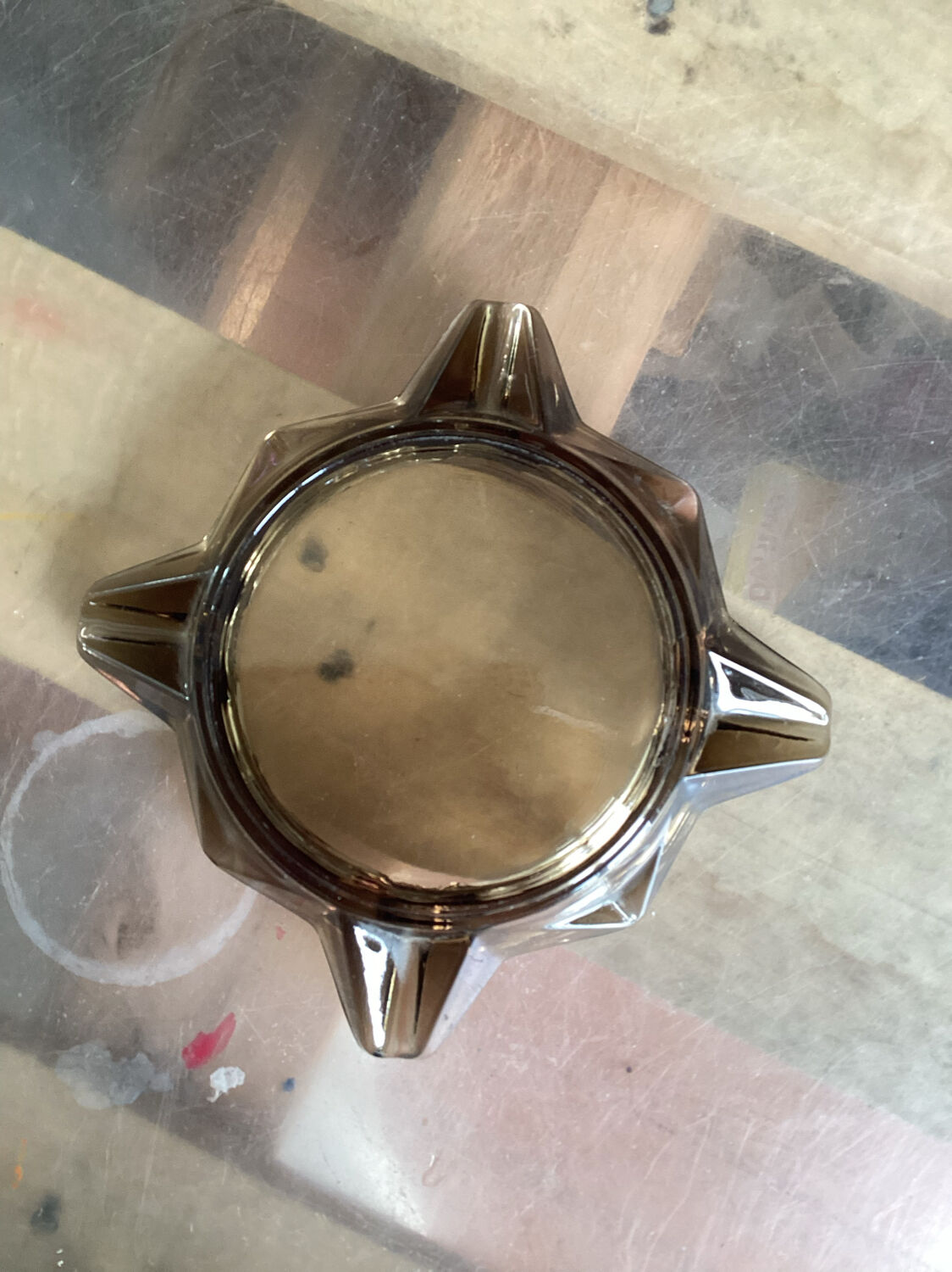 Empty ashtray vintage smoked glass pocket