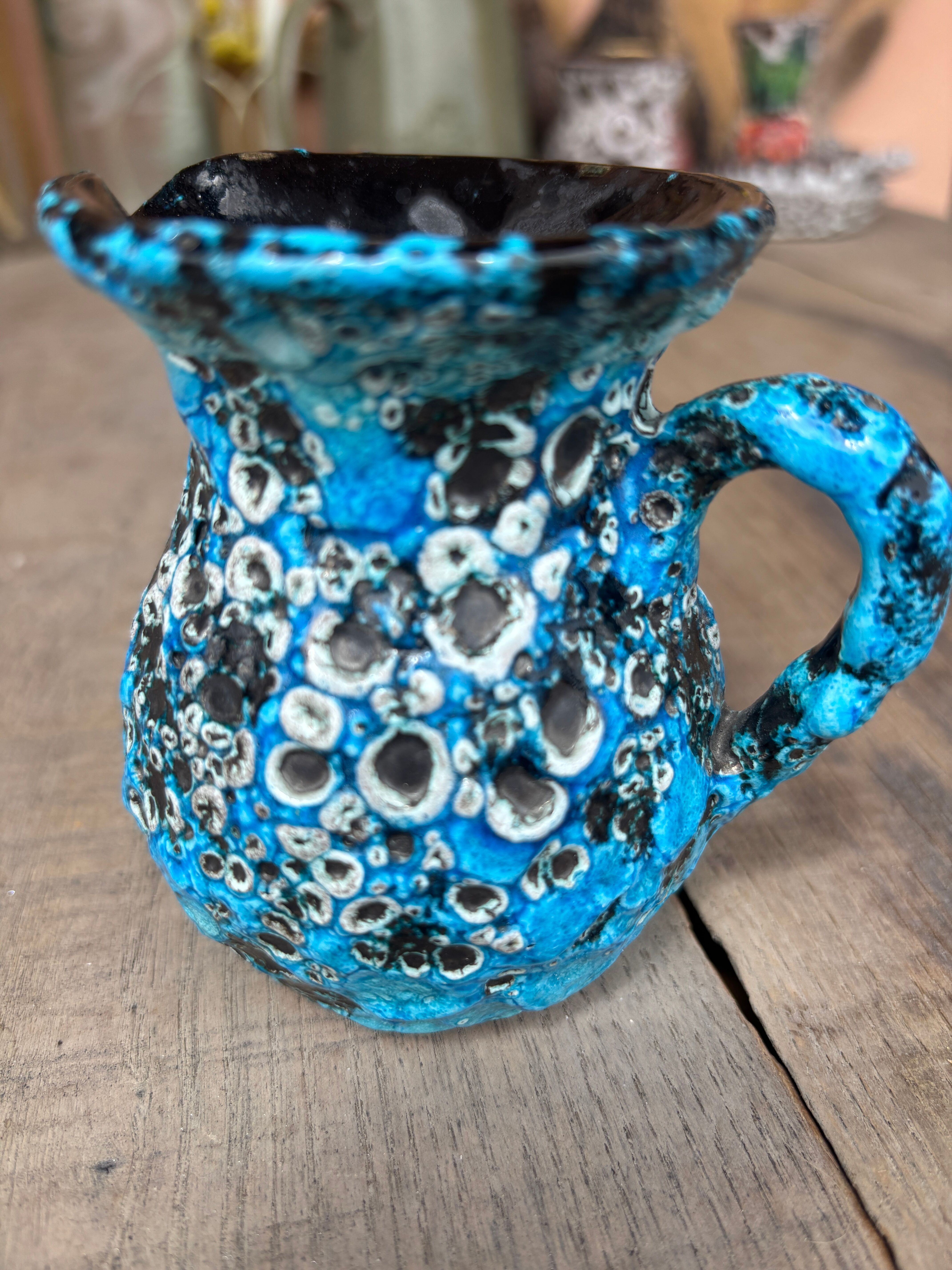 Vase style La Roue Vallauris – vintage turquoise ceramic