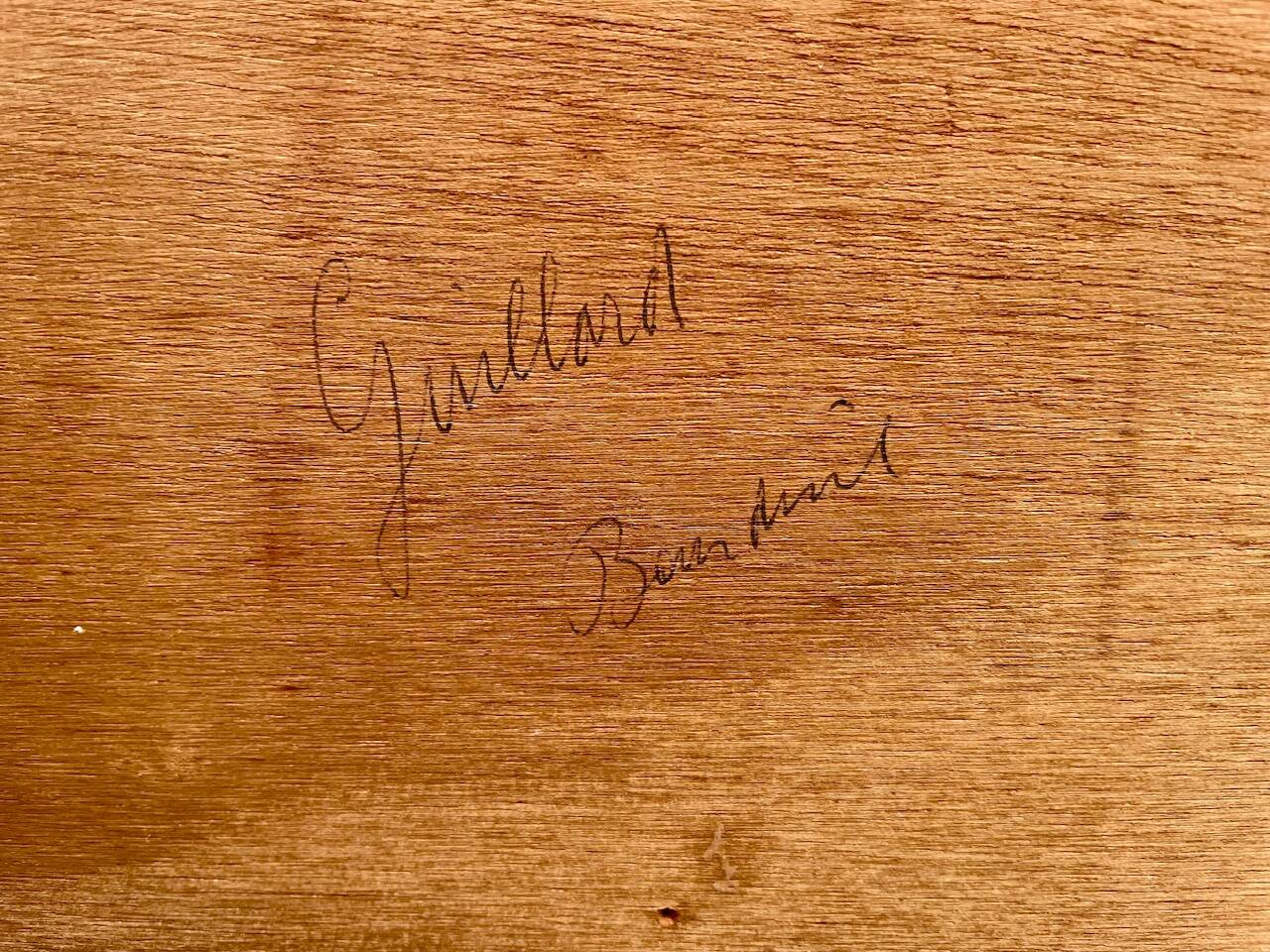 Vintage storage furniture in flame-figured oak, by Gillard Bourdin, circa 196.
