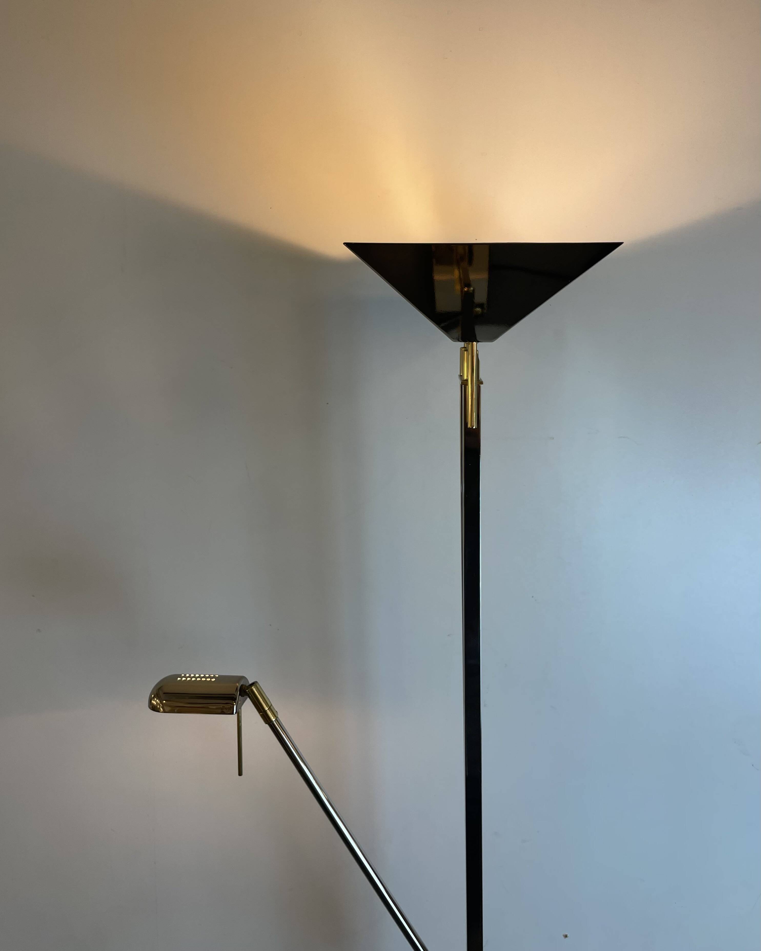 Chrome and brass floor lamp by Deknudt Belgium, 1980s