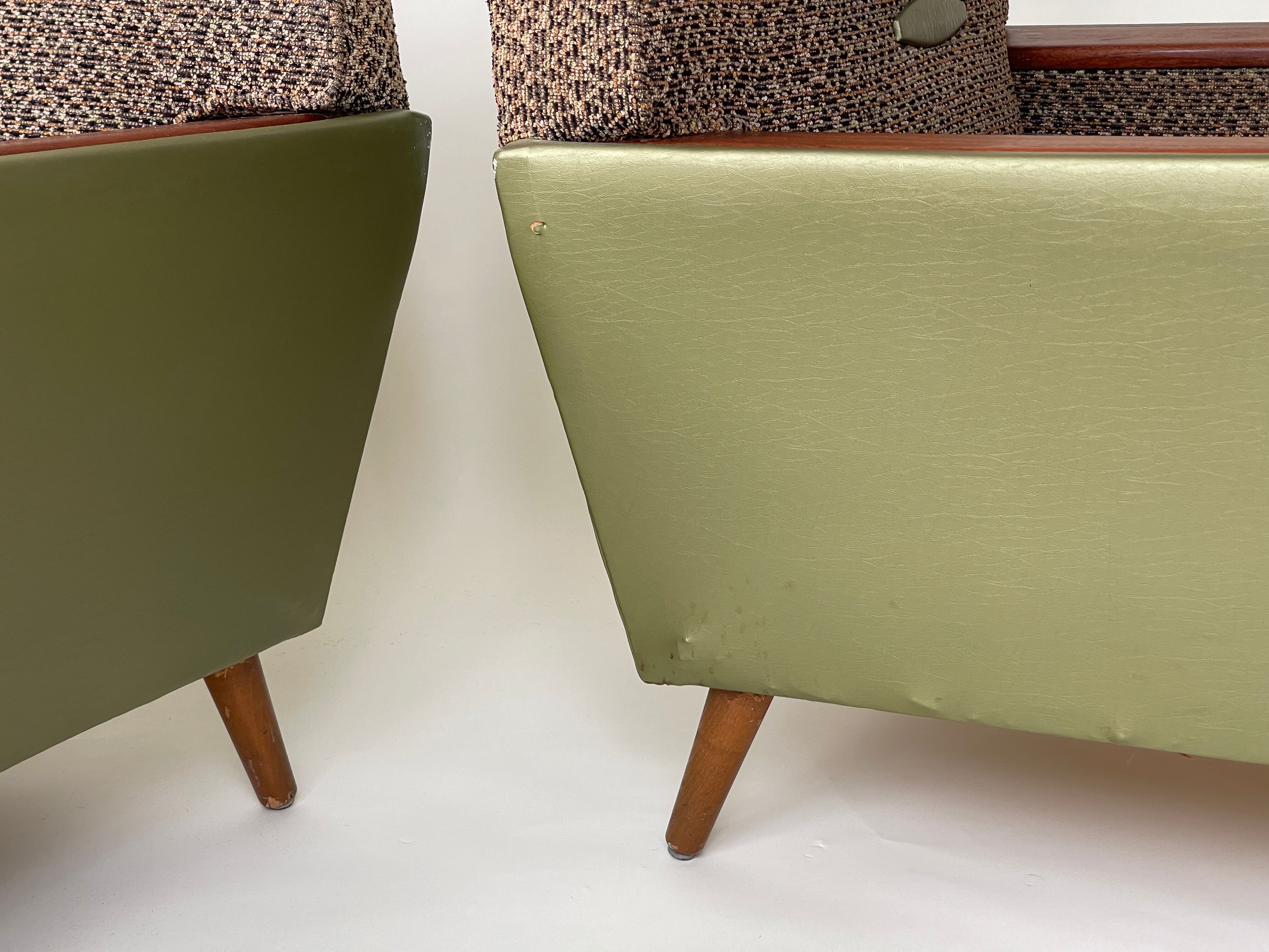 Pair of 1950s Lounge Chairs with Teak Arms