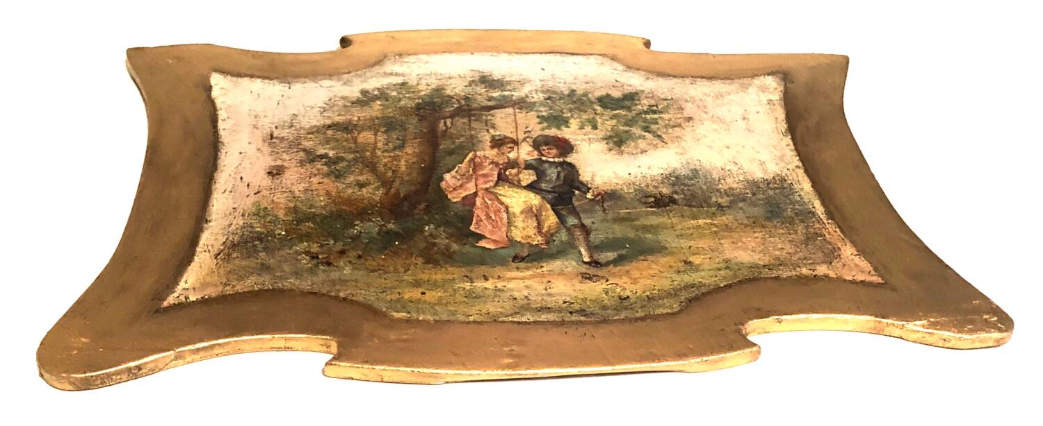 Old Decorative Golden Wood Plate