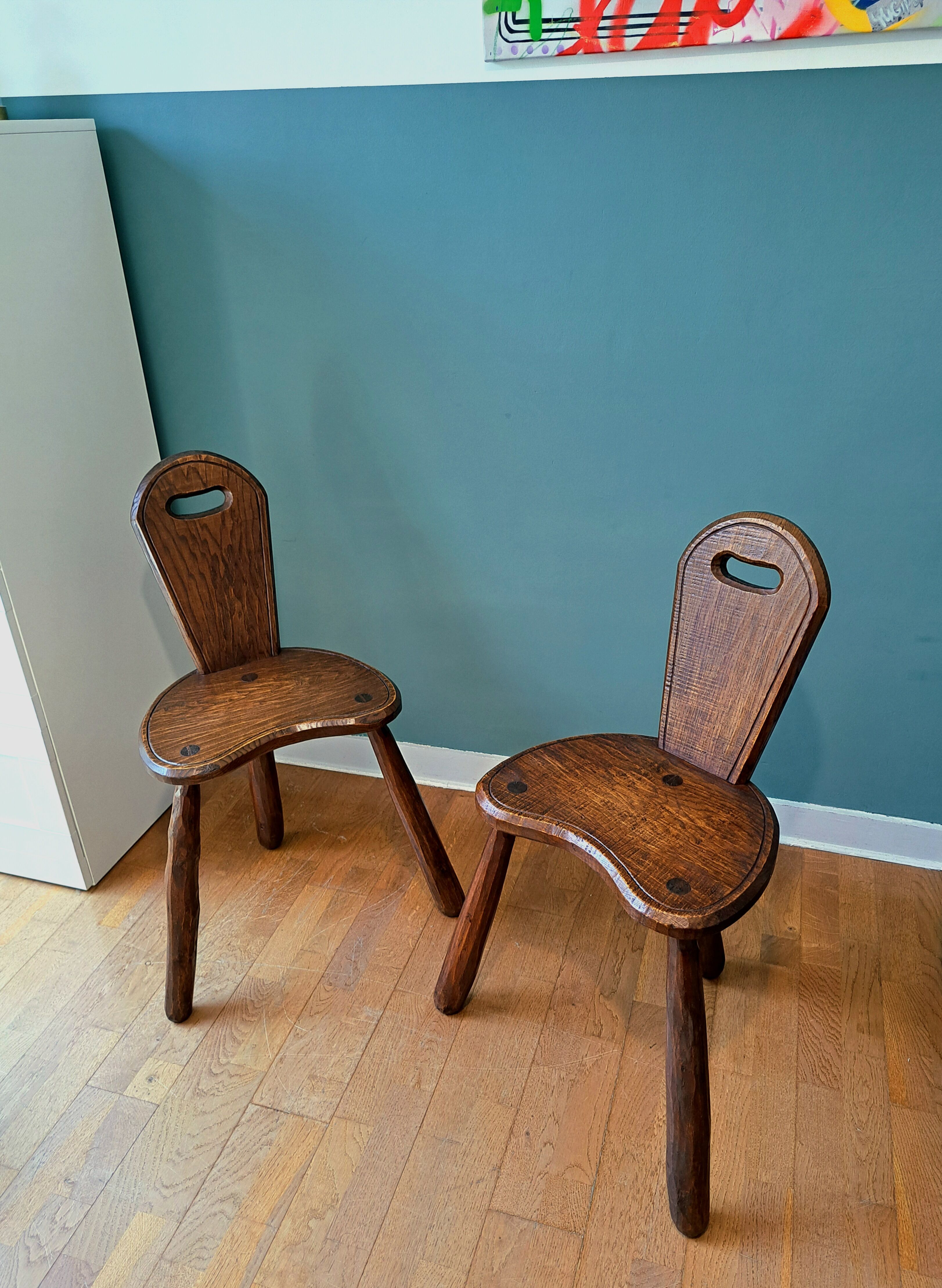 Brutalist pair of stools