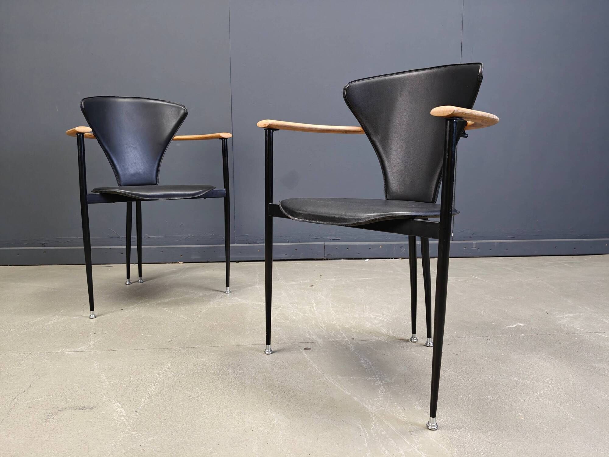 Vintage leather armchairs by Arrben Italy, 1980s - set of 6