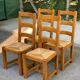 4 solid oak straw farmhouse dining chairs