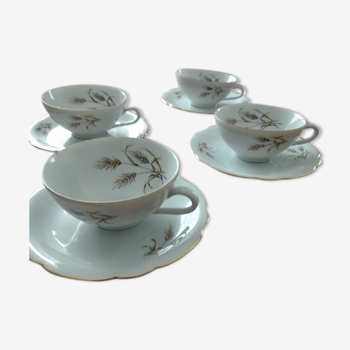 4 cups and saucers in Bavaria porcelain