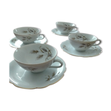 4 cups and saucers in Bavaria porcelain