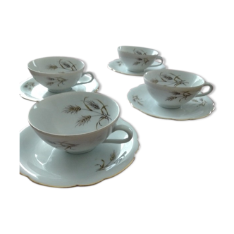 4 tasses et soucoupes en porcelaine de Bavaria