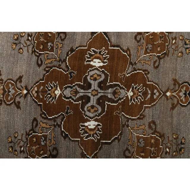 Vintage Turkish Oushak Handmade Wool Cotton Brown Area Rug 193x330