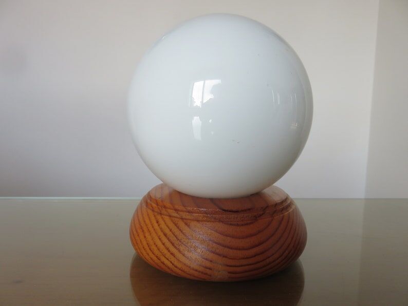 Scandinavian lamp in wood and white opaline ball 70s