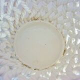 White enameled ceramic pot cover, braided, openwork, vintage