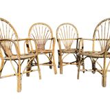 Rattan armchairs from the 70s France, set of 4