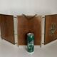 Vintage mirror 1900 barber triptych brass and wood - 29 x 70 cm