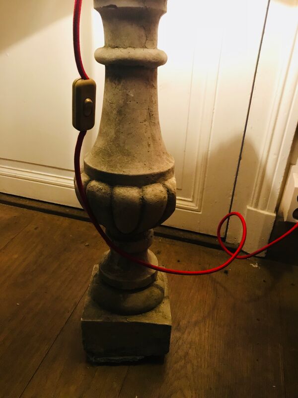 Table of old baluster lamp