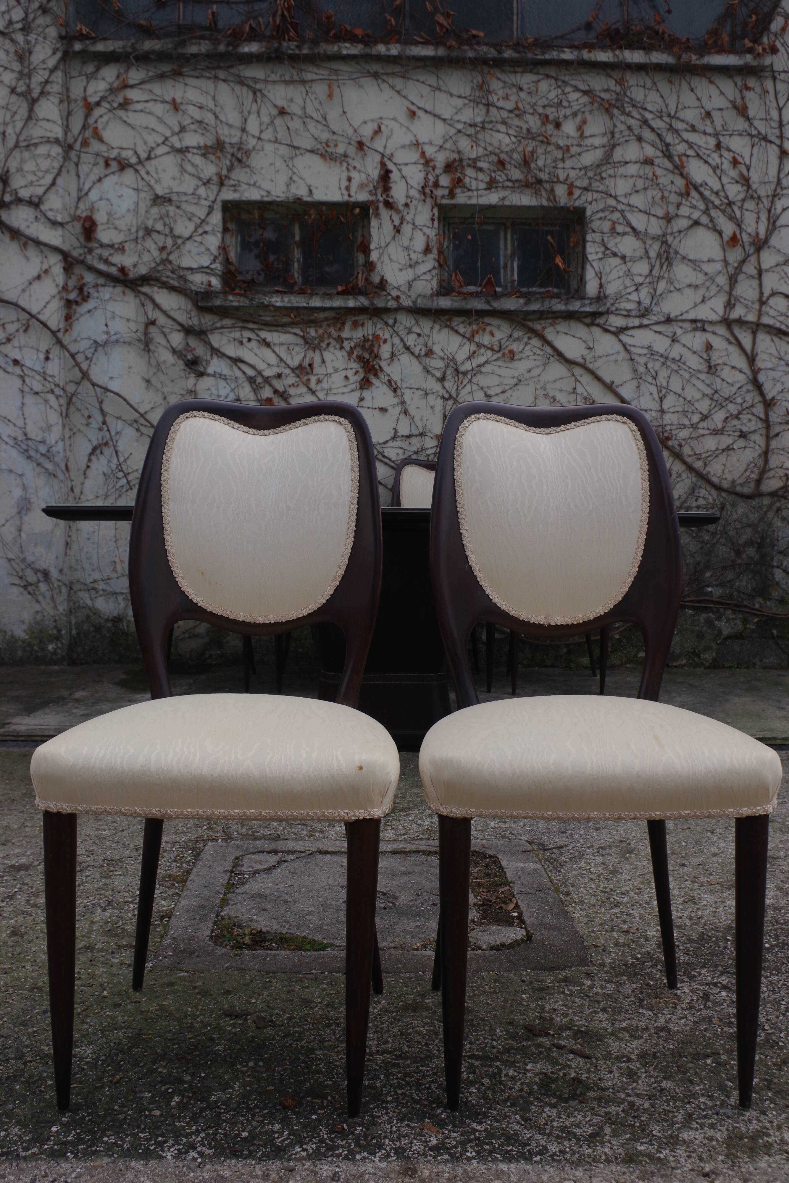 Dining Room Table and Mahogany Chairs by Fratelli Rigamonti, 1950s, Set of 7