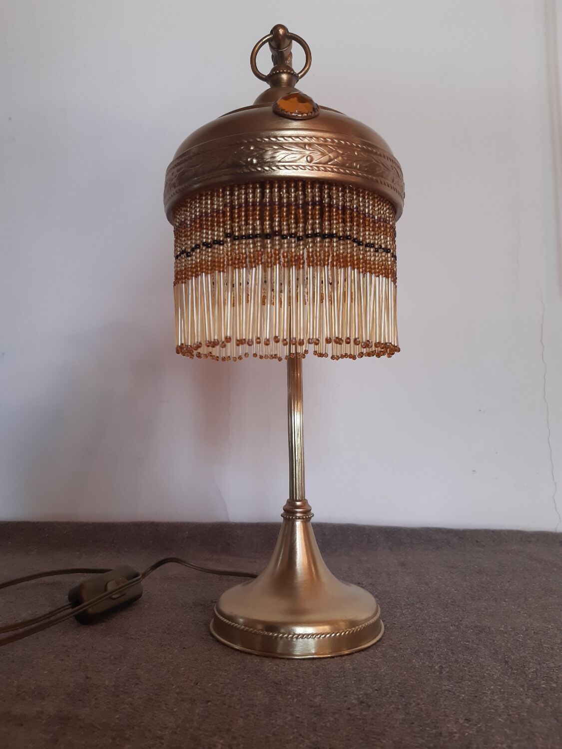 Brass beaded lamp from the 1900s