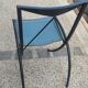 5 Bella folding chairs in steel and petrol blue leather by Maison Cattelan
