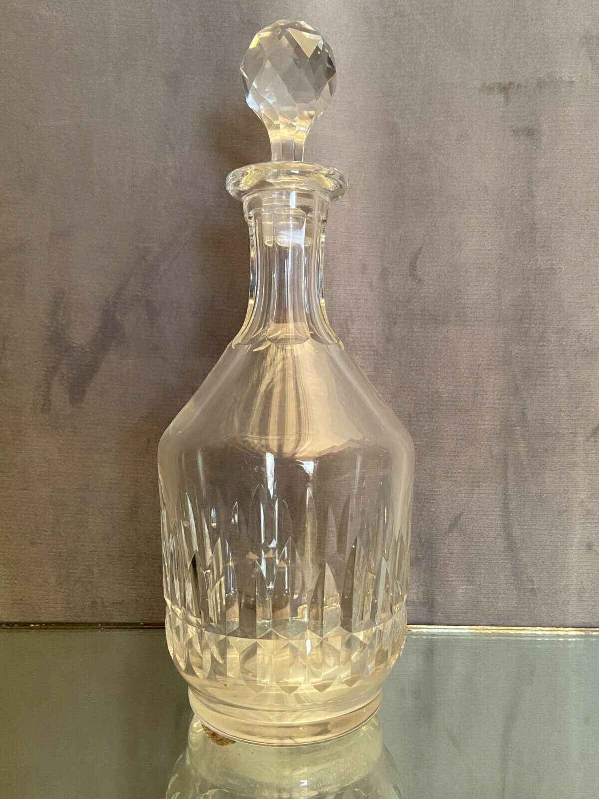 Carved crystal decanter signed baccarat