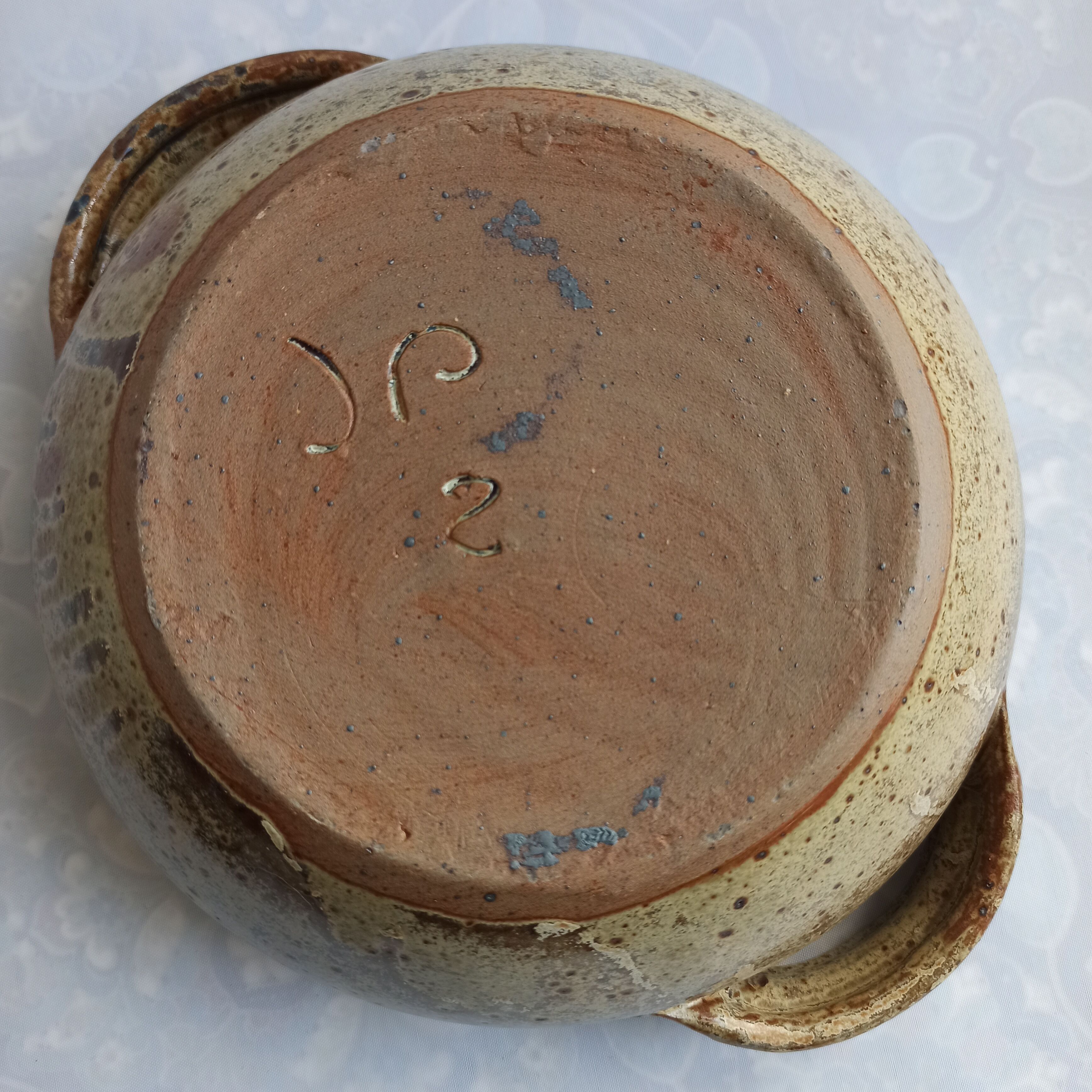 La Borne pyrity sandstone dish signed by JP