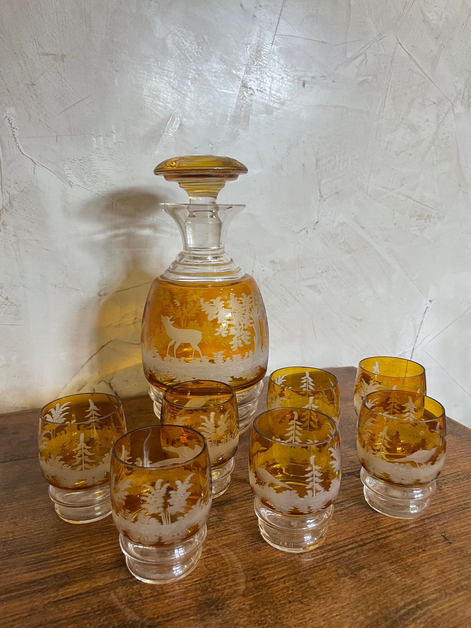 Bohemian crystal liquor service