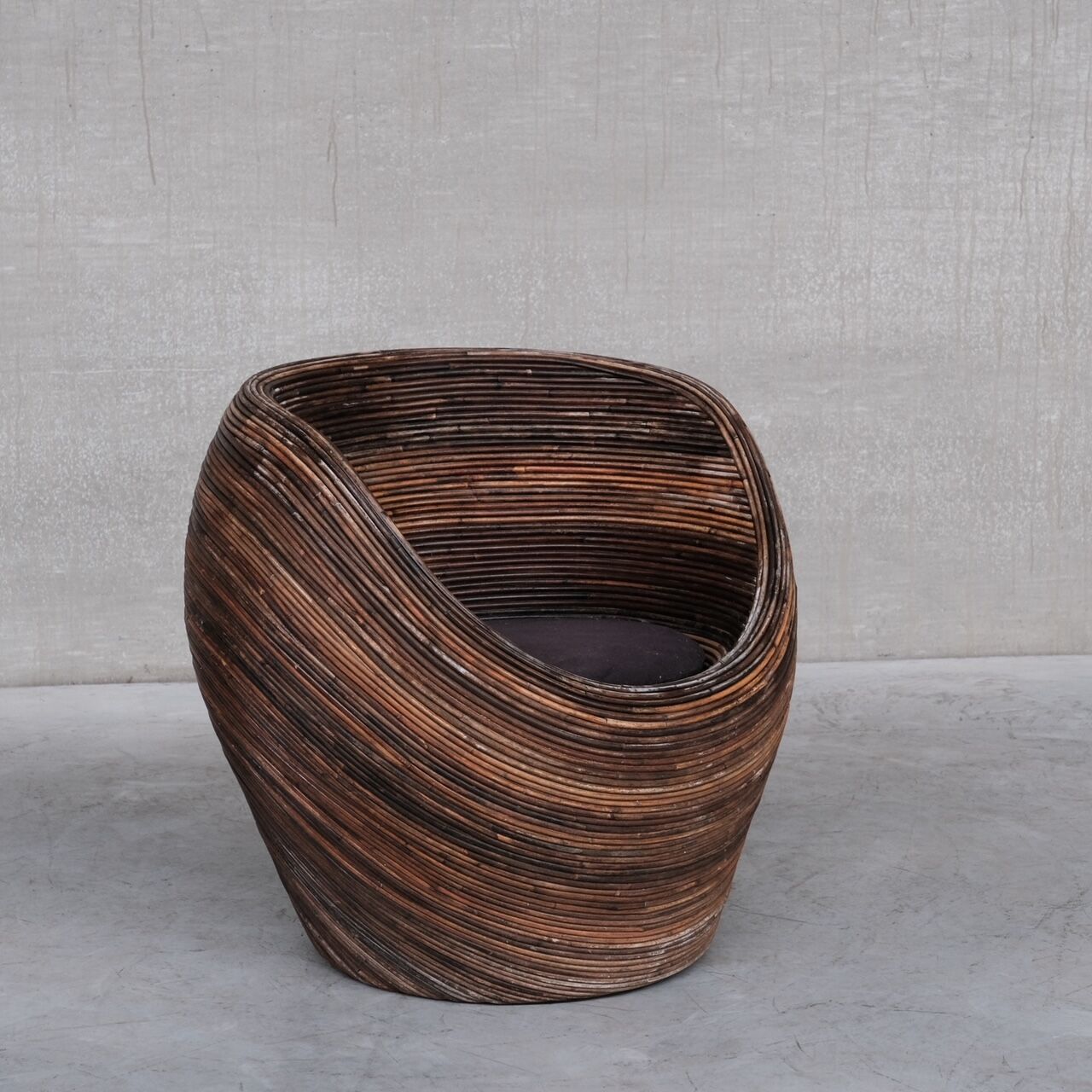 Mid-Century Italian Reed Lounge Chair