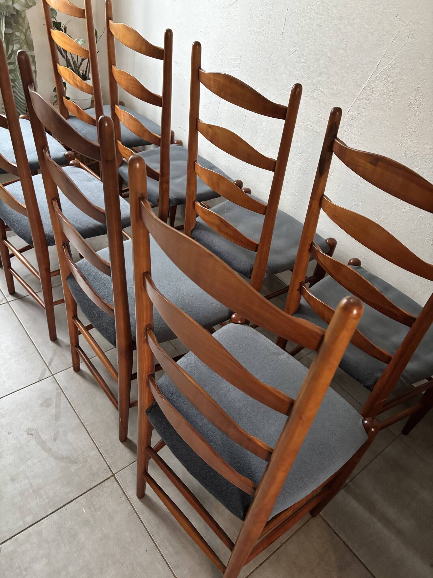 Set of 8 Scandinavian ladderback chairs, 1960s.