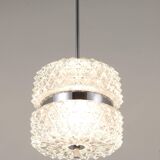 Faceted glass suspension light in chrome style by Karl Fagerlund from the 1960s.