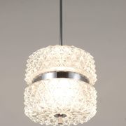 Faceted glass suspension light in chrome style by Karl Fagerlund from the 1960s.