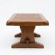 Brutalist coffee table in solid oak and ceramic – 1970