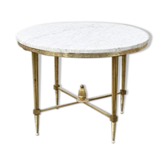 Round coffee table marble and brass
