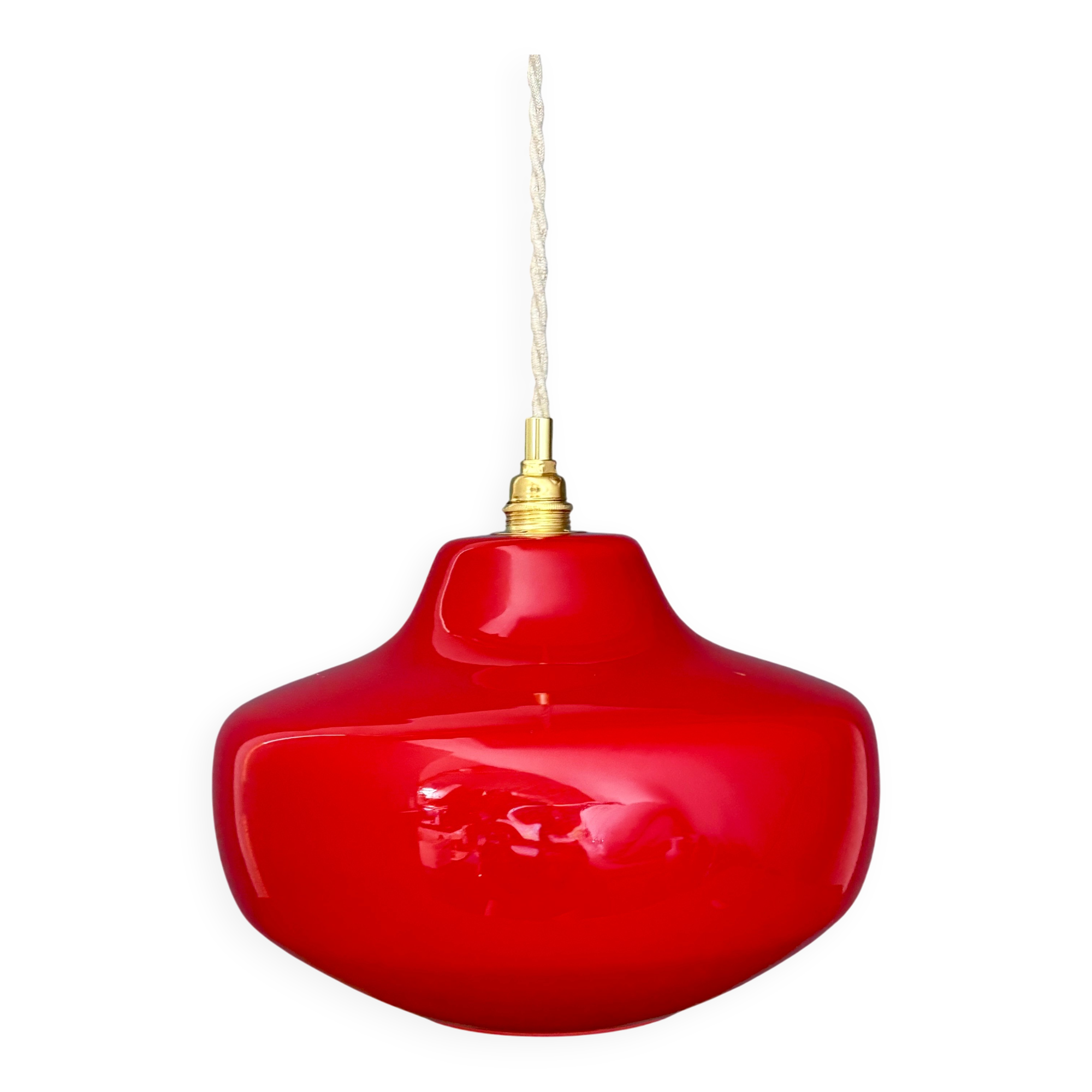 Vintage red opaline suspension globe