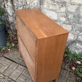 Vintage chest of drawers with compass feet, oak, original patina, 1950s