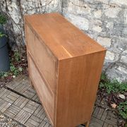 Vintage chest of drawers with compass feet, oak, original patina, 1950s
