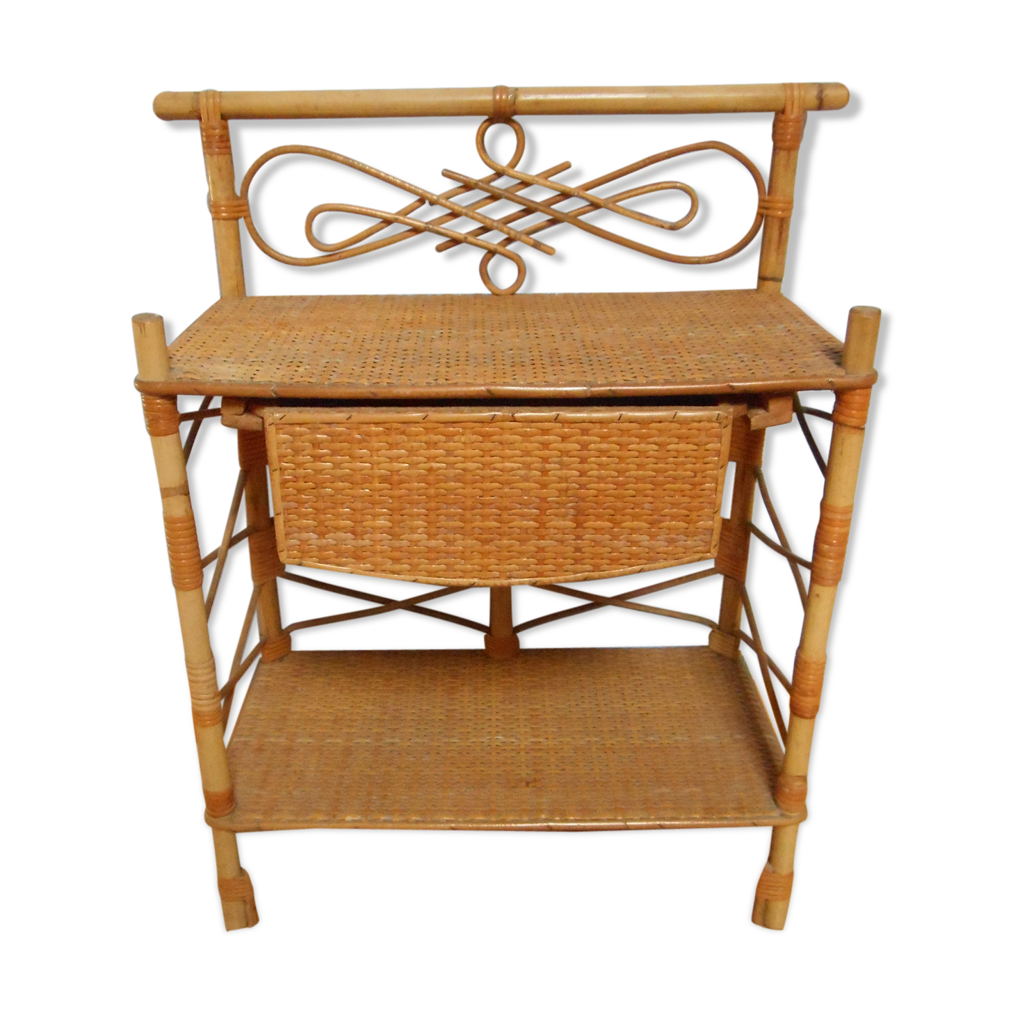 Vintage rattan bedside