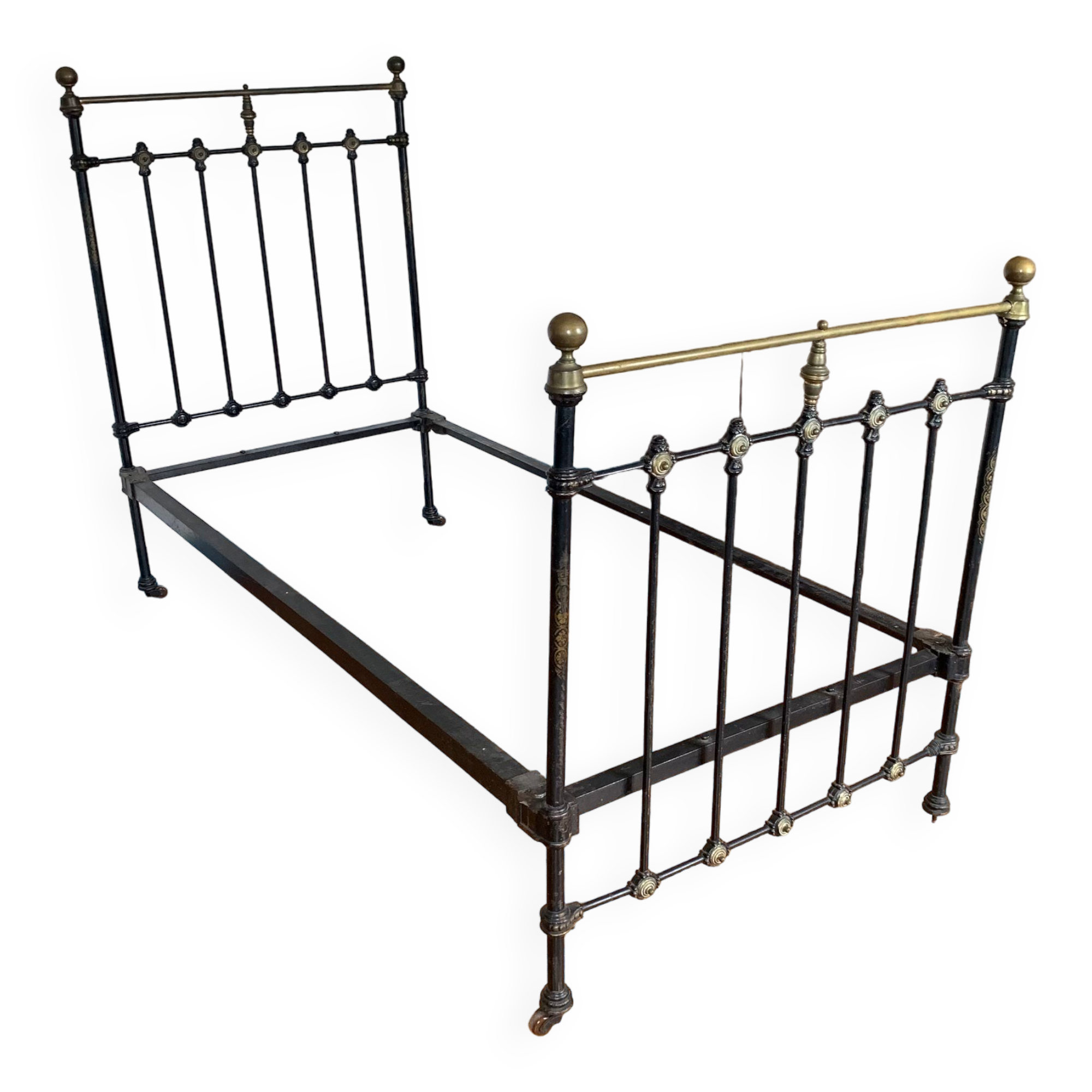 Victorian bed wrought iron and brass