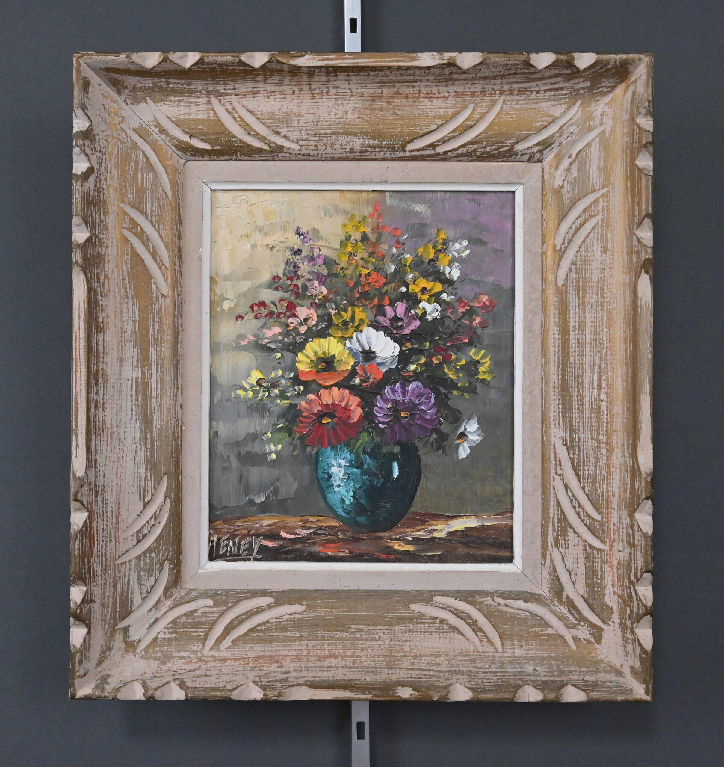 Painting "Floral Harmony" signed Reney – 1st part of the 20th century