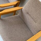 Vintage wooden seating area / sofa and 2 armchairs