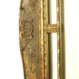 Magnifique miroir milieu du siècle de style Louis XVI rococo, miroir bombé en bois recouvert d'or