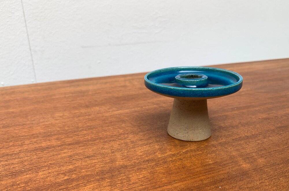 Danish ceramic candlestick from the mid-century by Herman A. Kähler for Hak, 1960s.