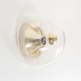 Brass and bubble glass wall or ceiling light by Hoffmeister