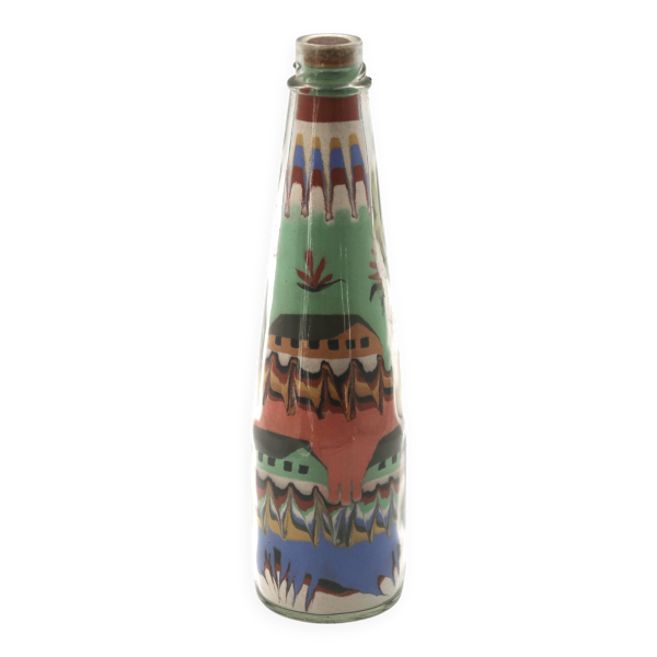 Bouteille en verre avec du sable coloré, Amérique du Sud années 70 — Beyit