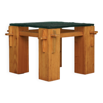 Table basse brutaliste vintage en pin, années 1970