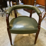 Empire style office armchair in green leather