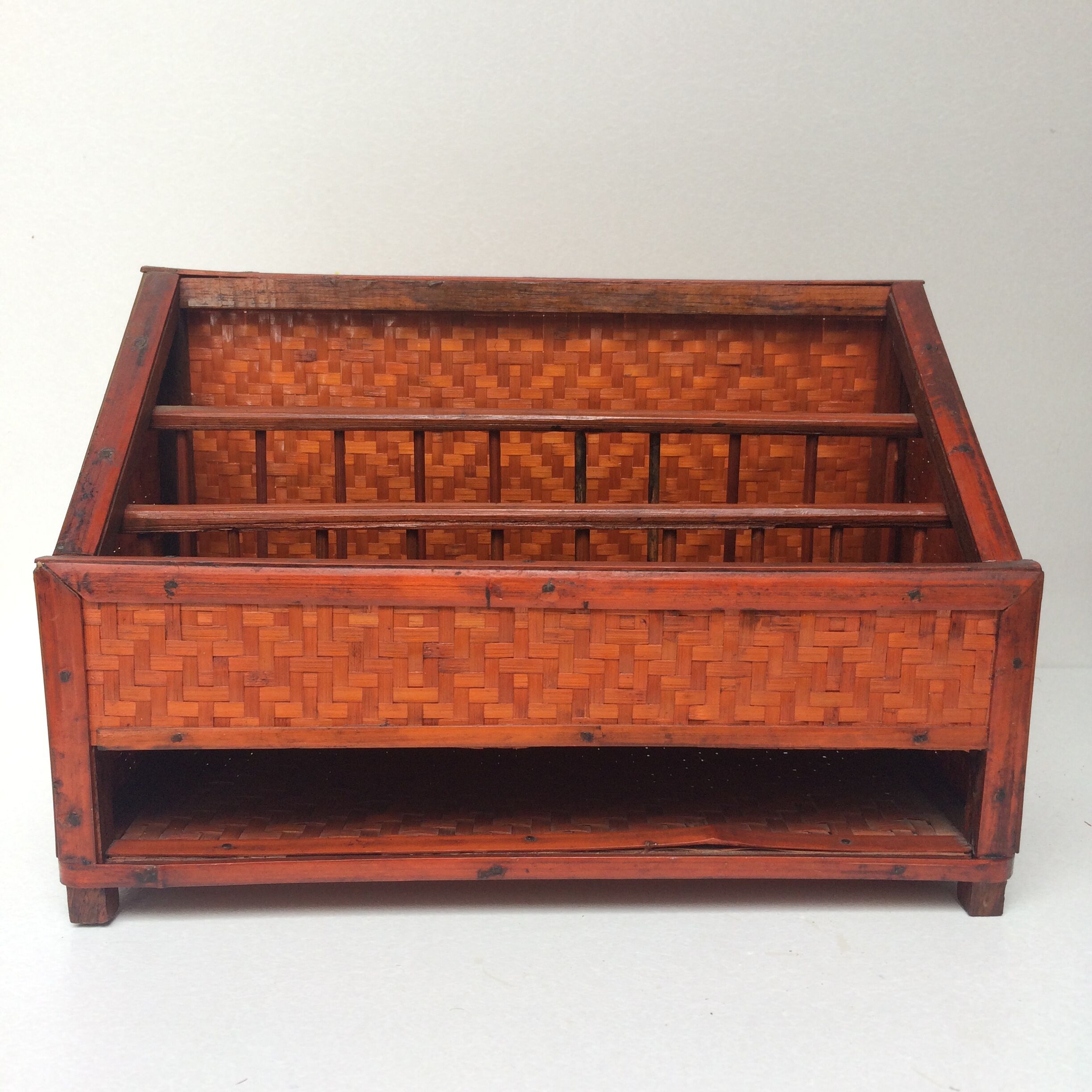 Vintage wicker desk letter holder